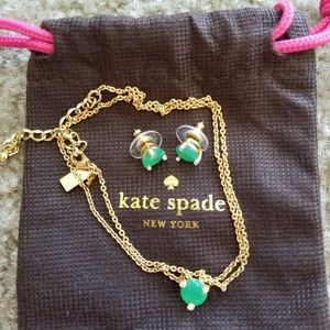 Kate Spade Green Necklace with Matching Earrings